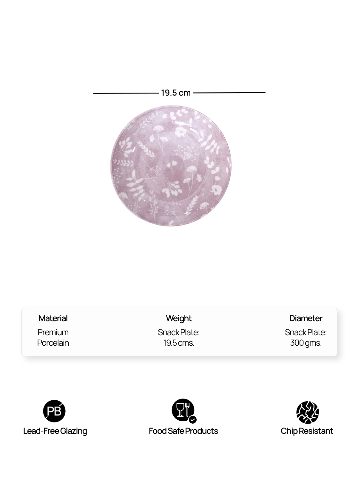 Set of four 7.8 inch Dahlia porcelain quarter plates