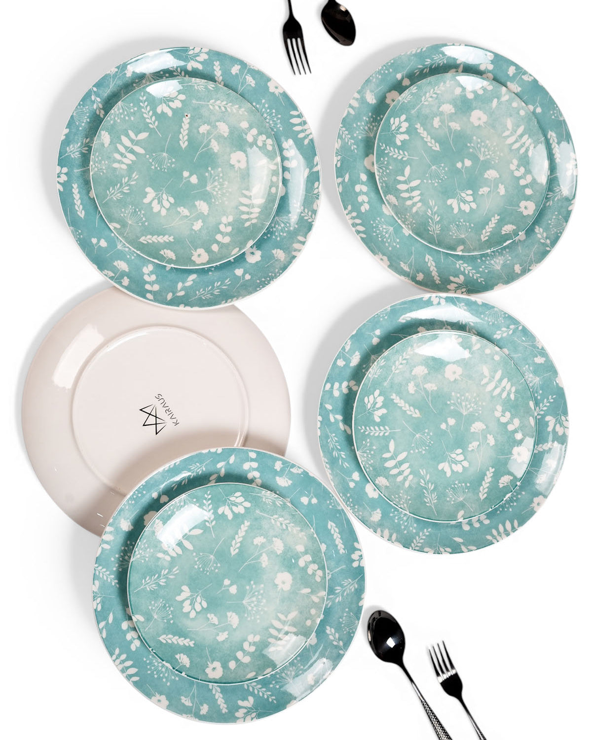 Darla porcelain dinner and quarter plate set of 4