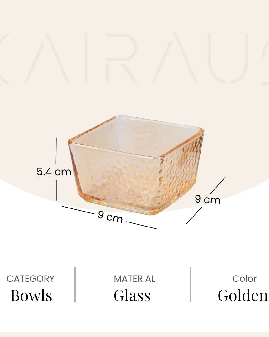 Elegant square glass bowls with serving tray