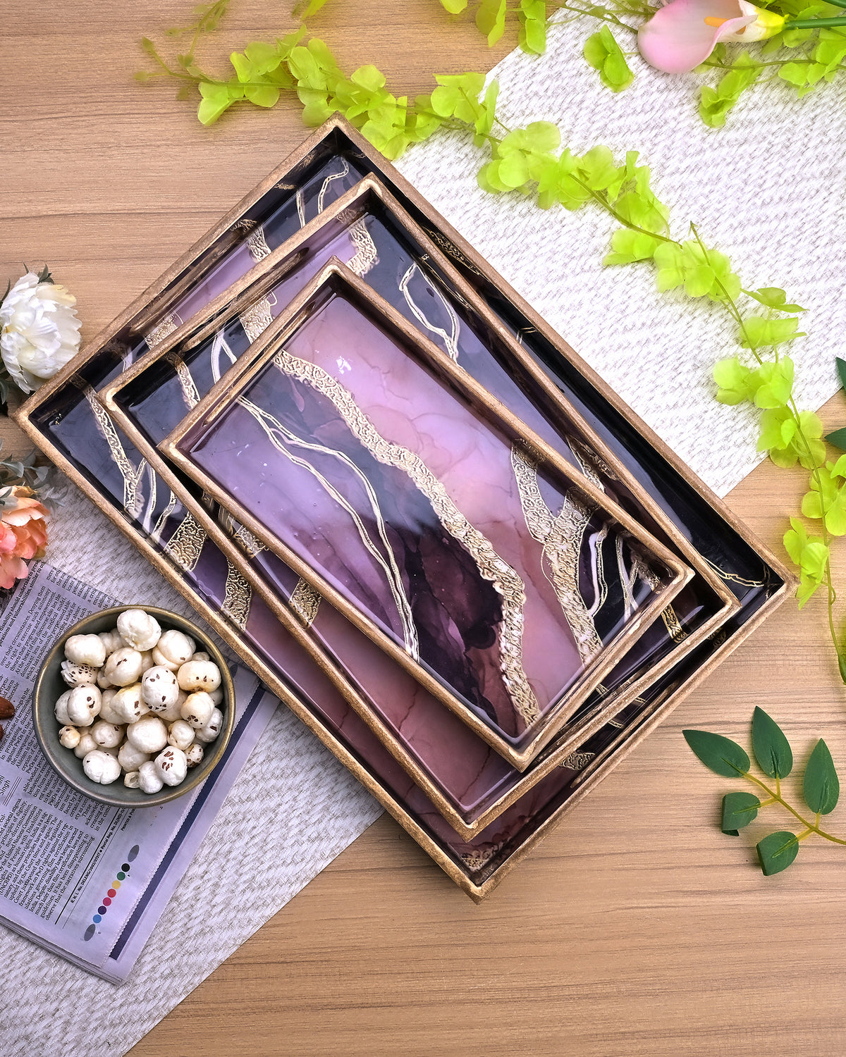Designer Marble serving tray set of 3