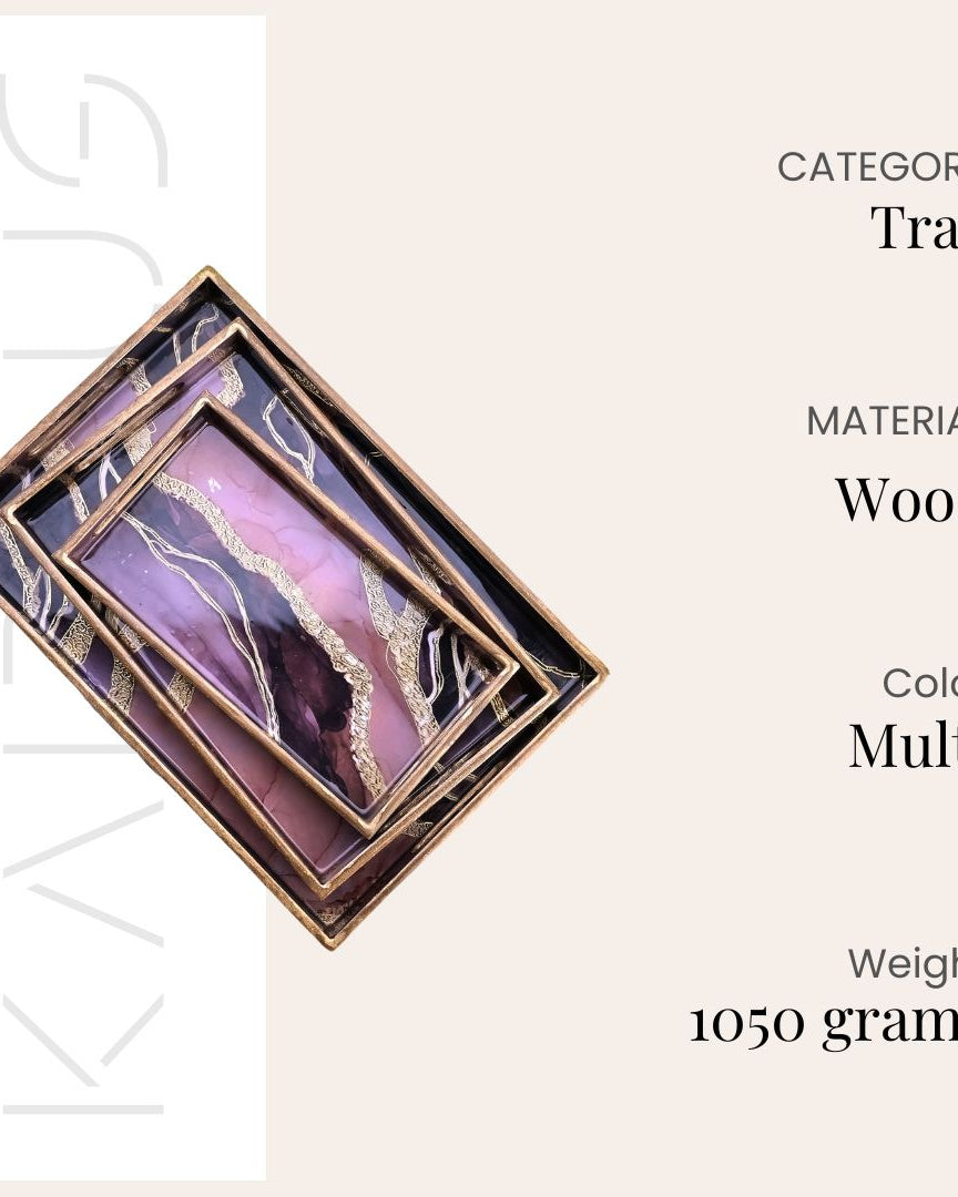 Elegant marble serving tray set of three