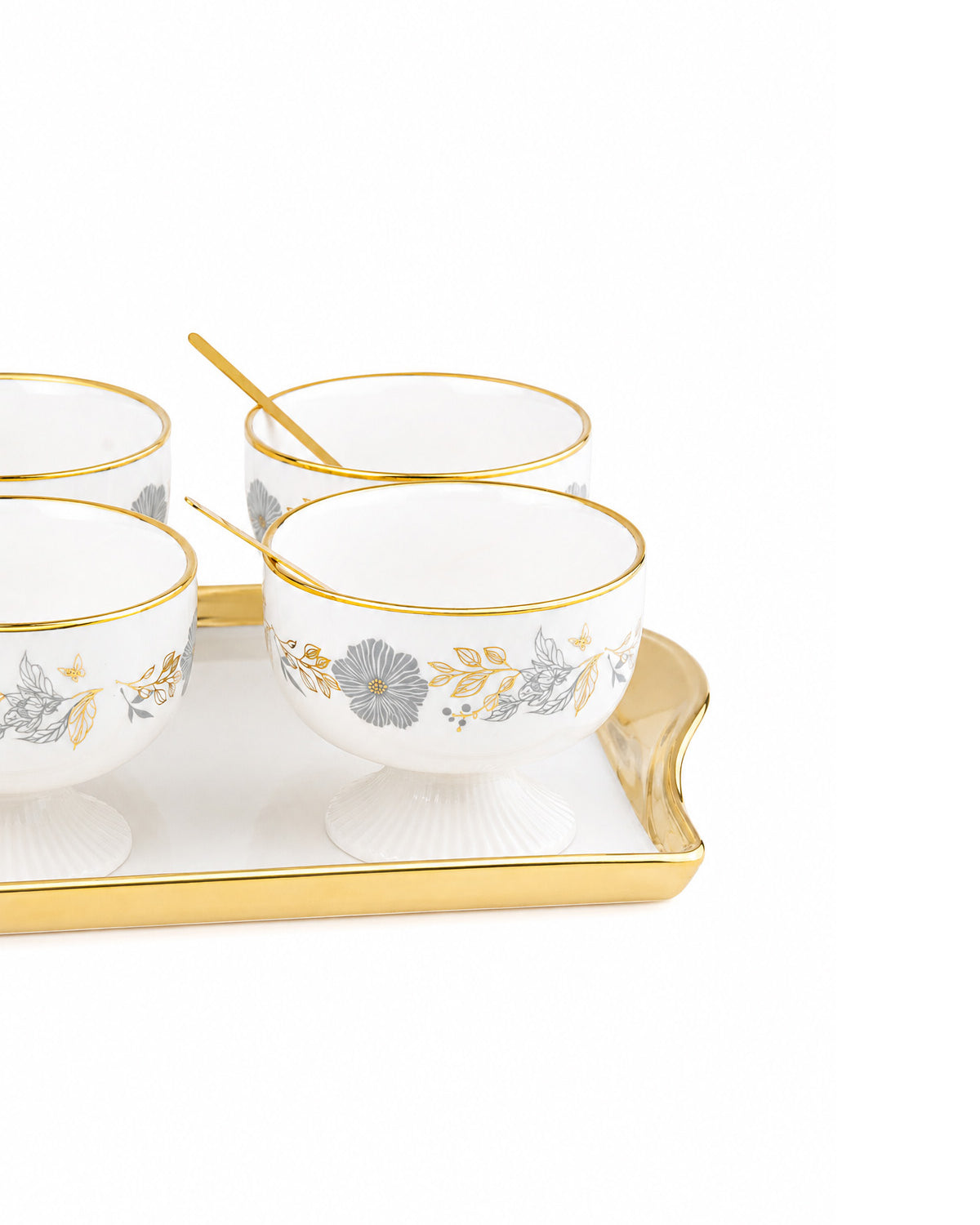 Dusk Lily luxury gold dessert bowl set