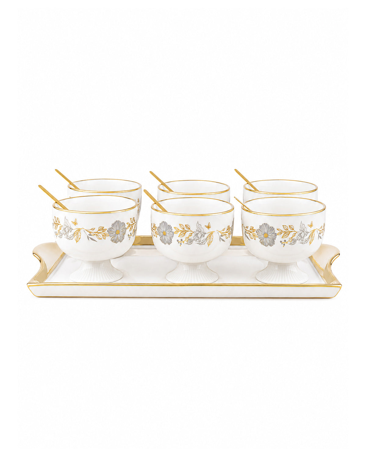 Elegant Dusk Lily gold dessert bowl set