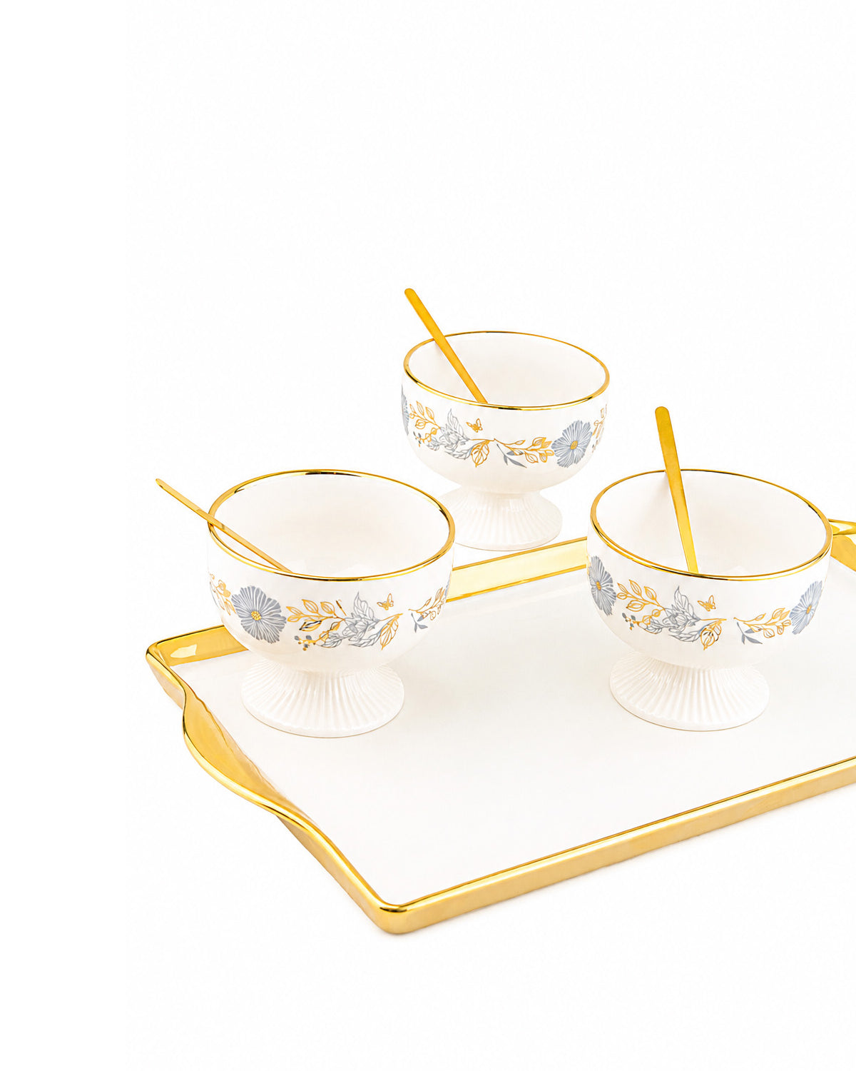 Dusk Lily premium gold dessert bowl set