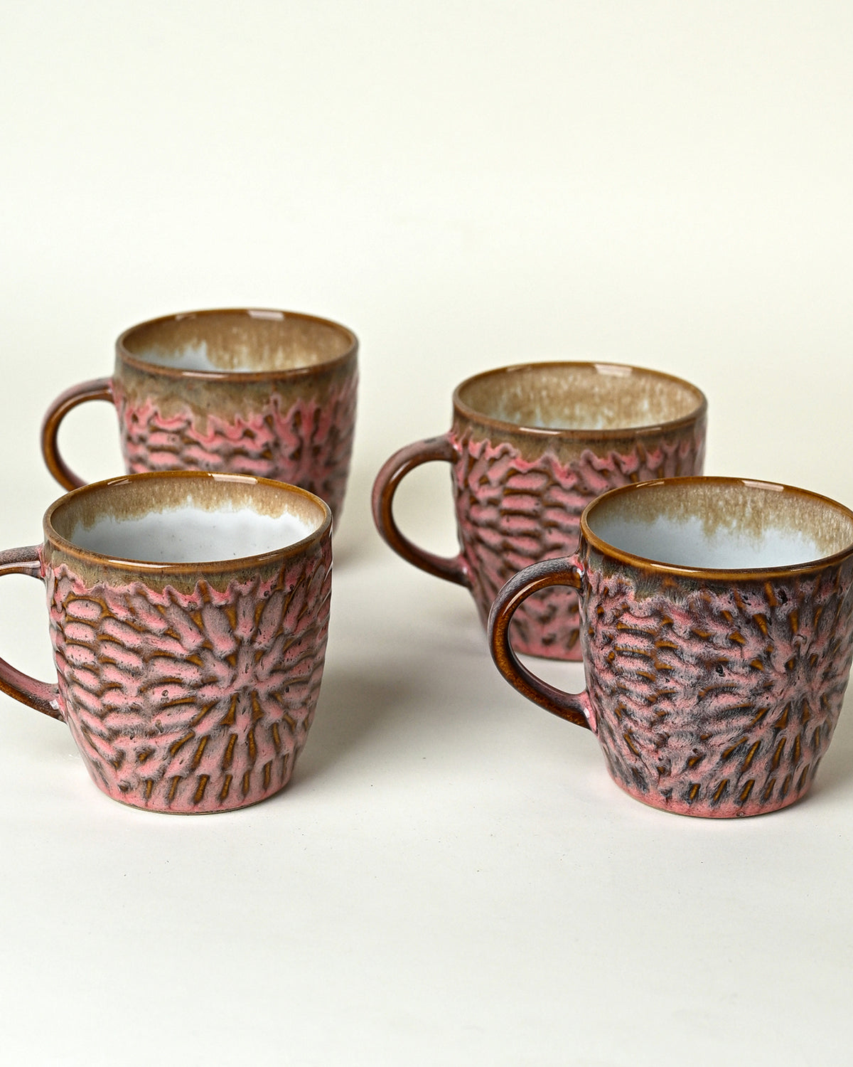 Dusty rose pink ceramic tea cups