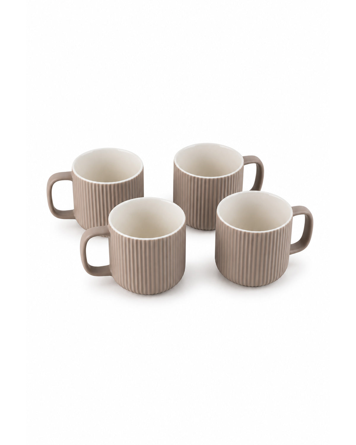 Set of four Earthy Ribbed New Bone China coffee mugs