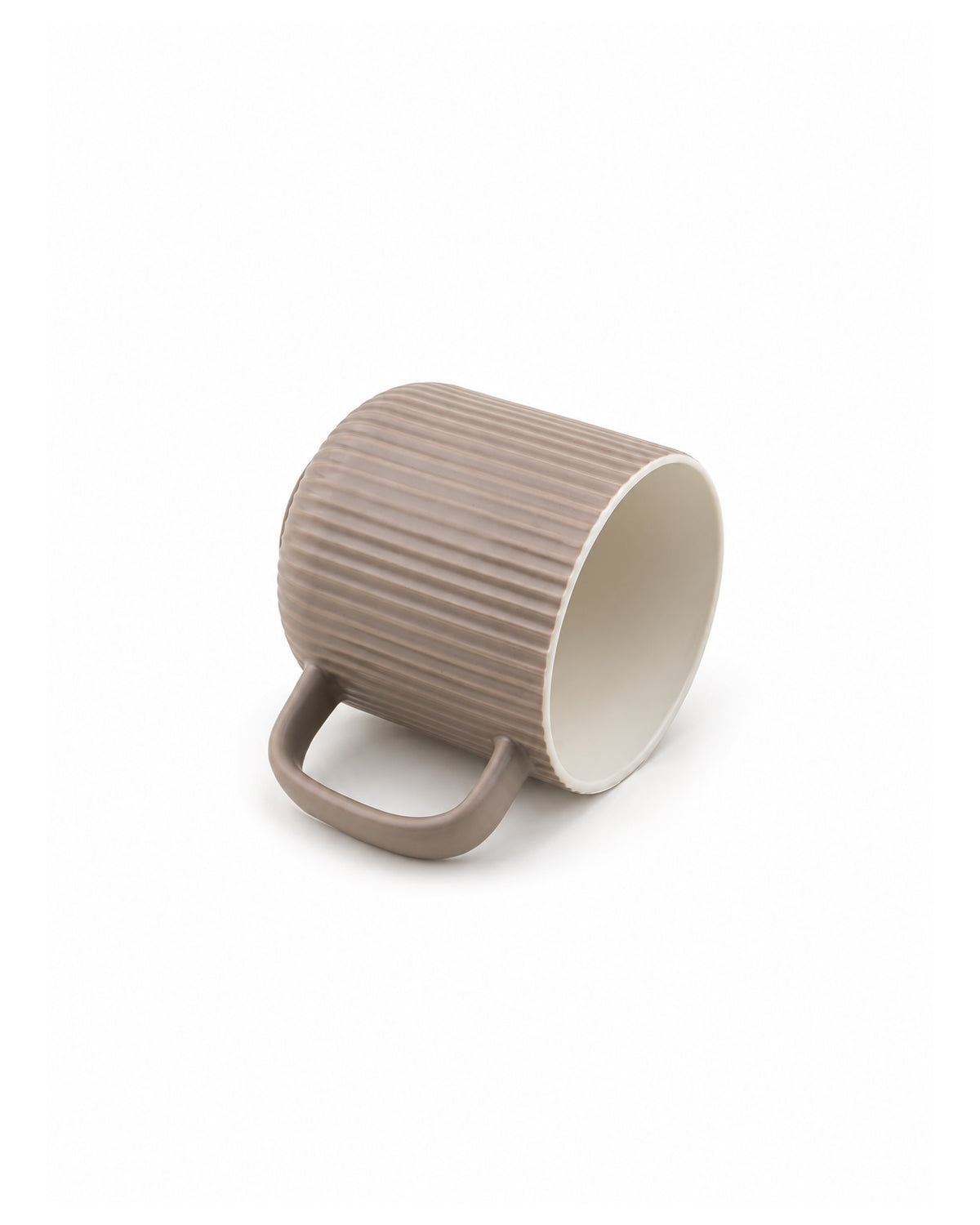 Six-piece New Bone China coffee mug set with ribbed finish