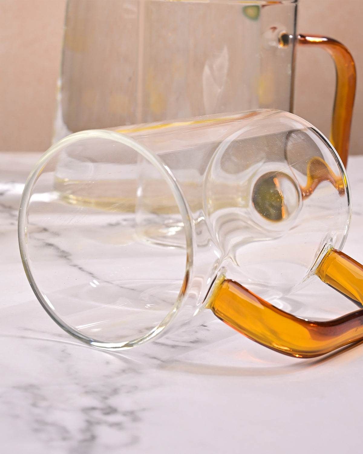 Elegant glass water jug and mug set for guests and entertaining