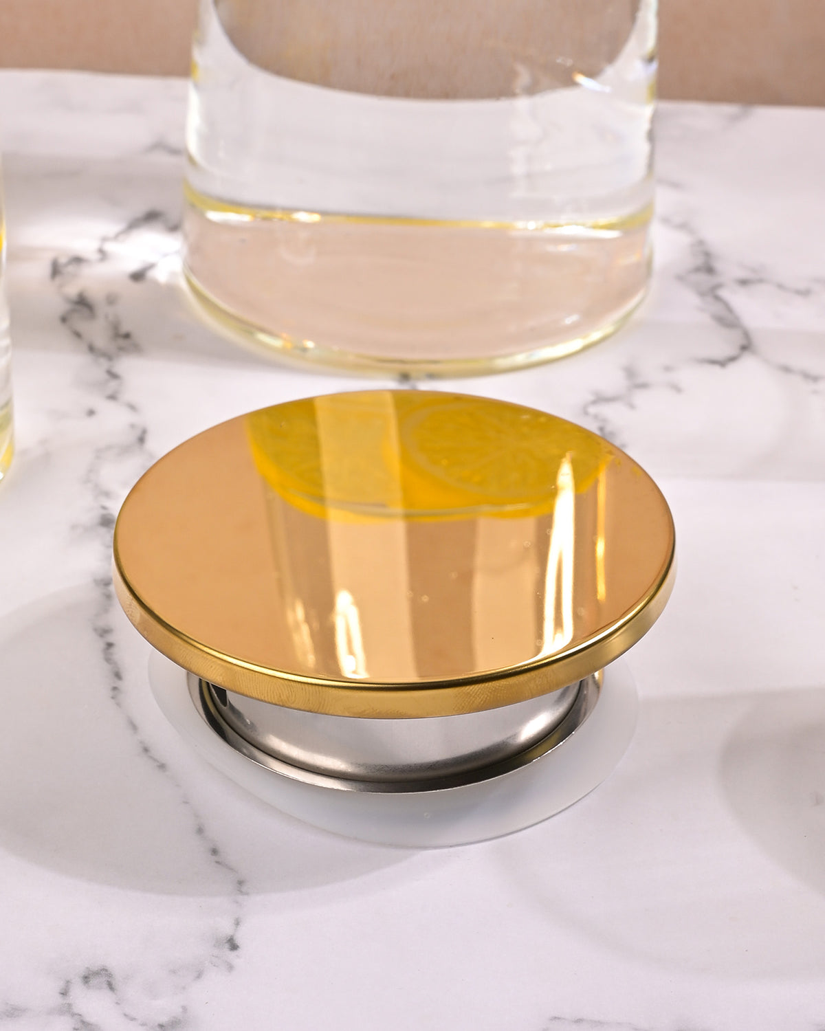 Beautiful glass pitcher and matching cups for juice and iced tea
