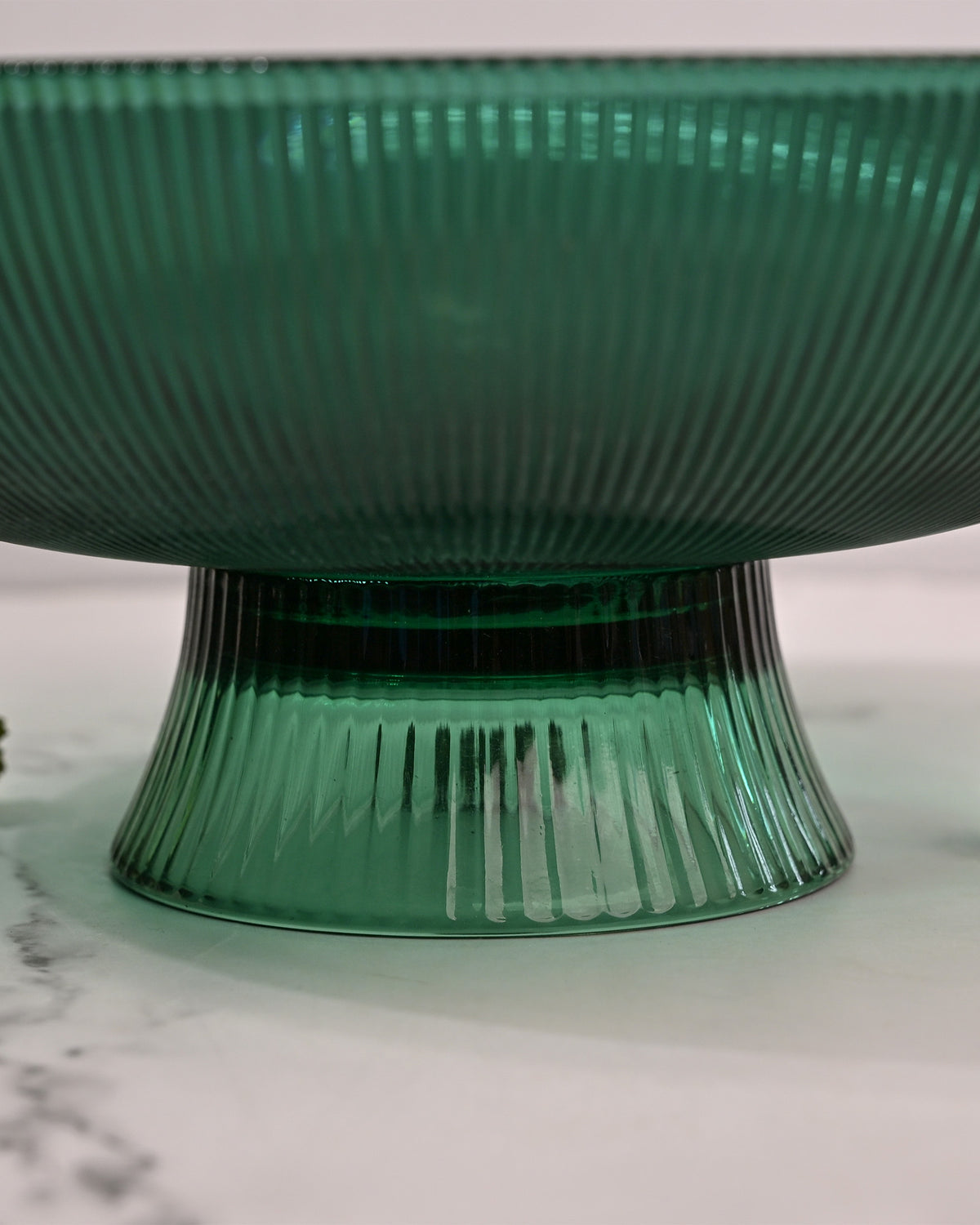 Handcrafted green glass fruit bowl for home decor