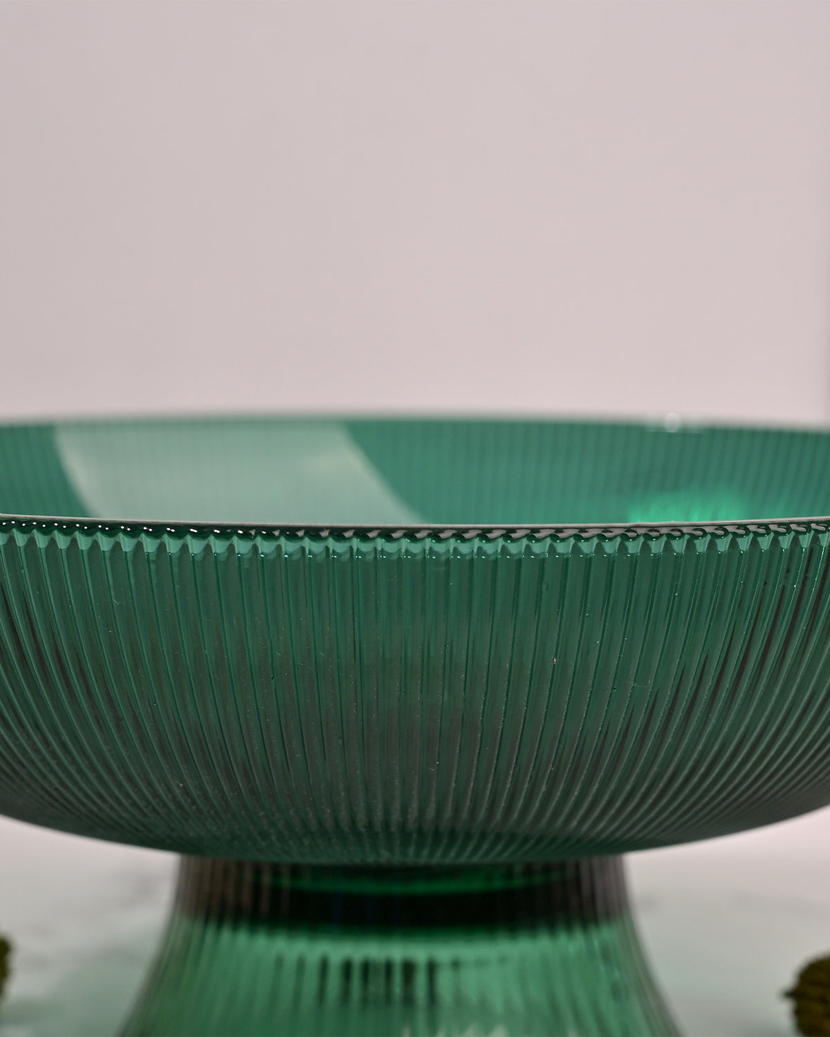 Modern green glass serving bowl for fruits and snacks