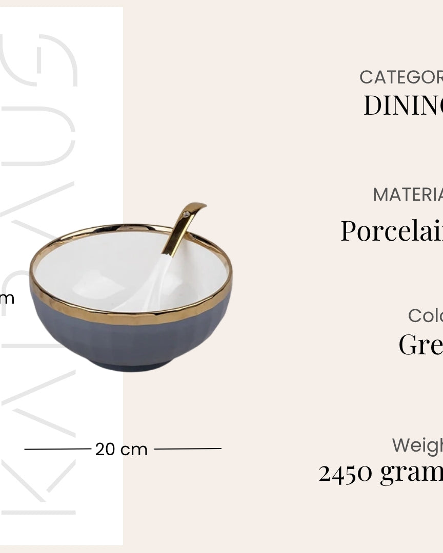 Elegant grey bowls with refined golden detailing