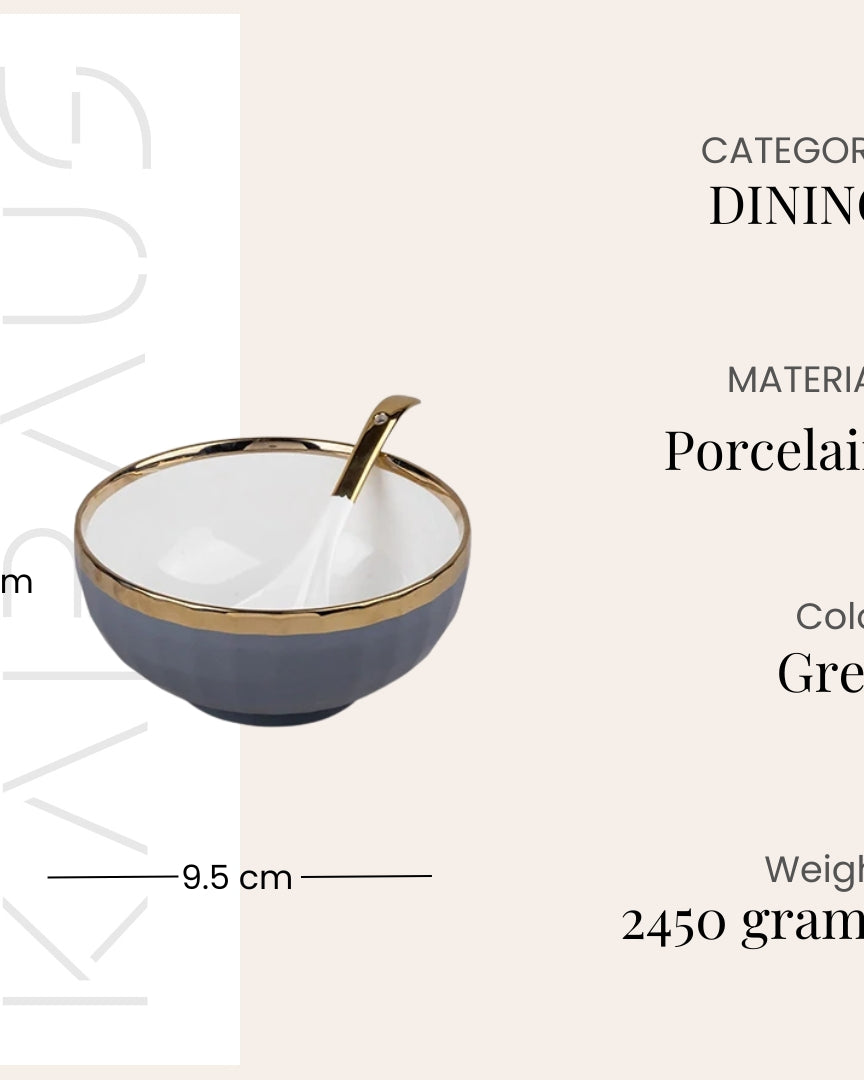 Luxury grey and gold tableware bowl set