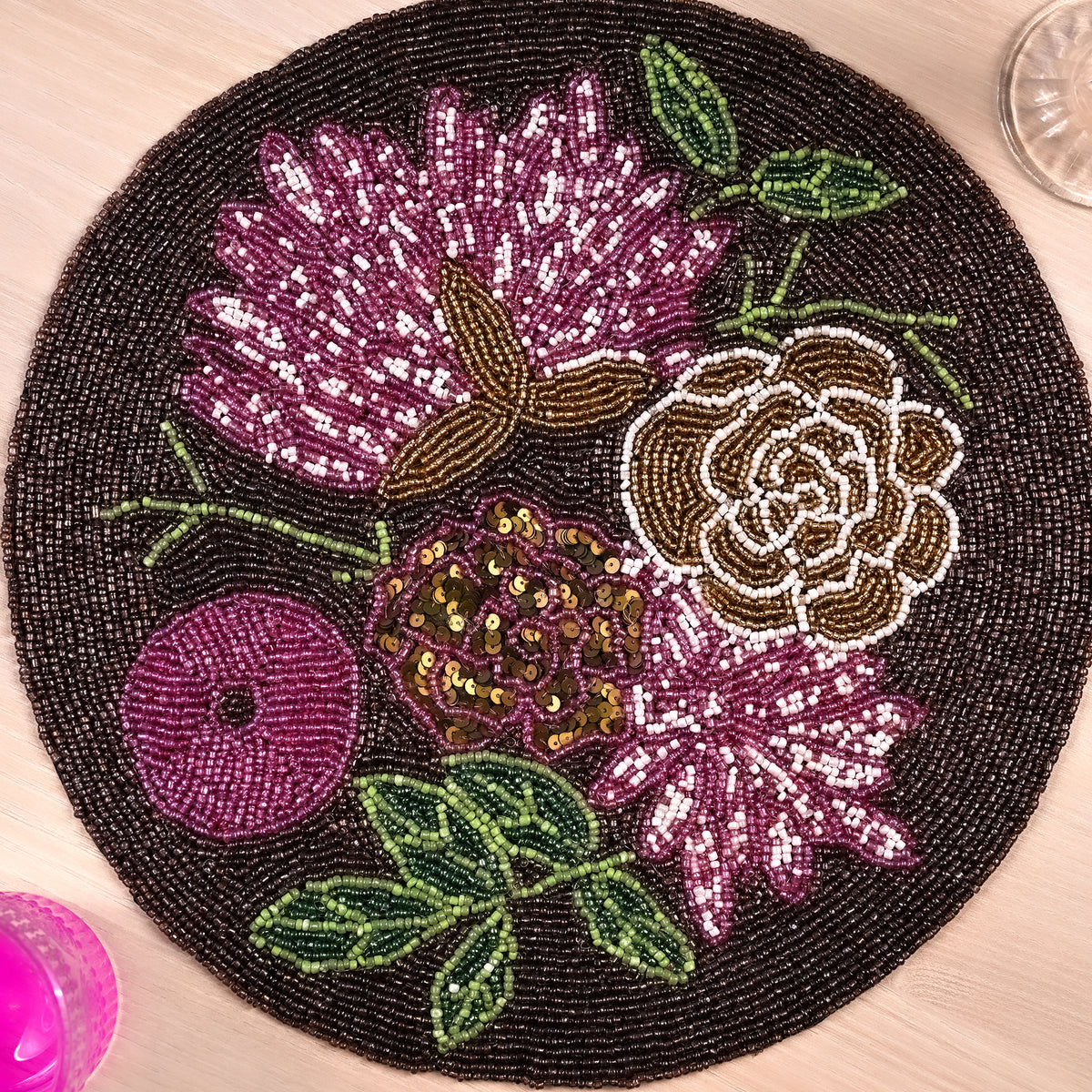 Premium handmade table mat with floral design