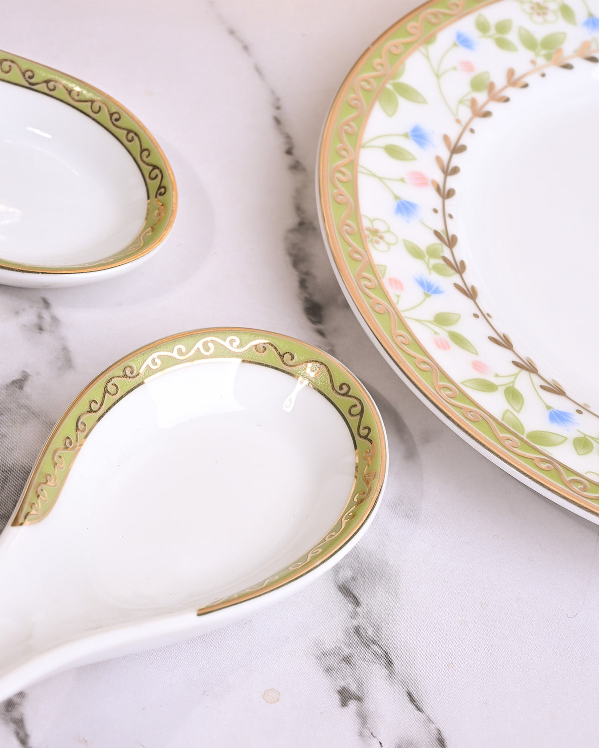Premium porcelain serving bowls with coordinating spoons