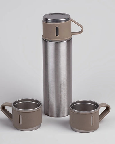 Premium stainless steel vacuum flask set for home and office