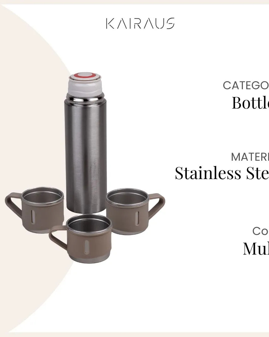 Stylish stainless steel insulated flask set with elegant finish