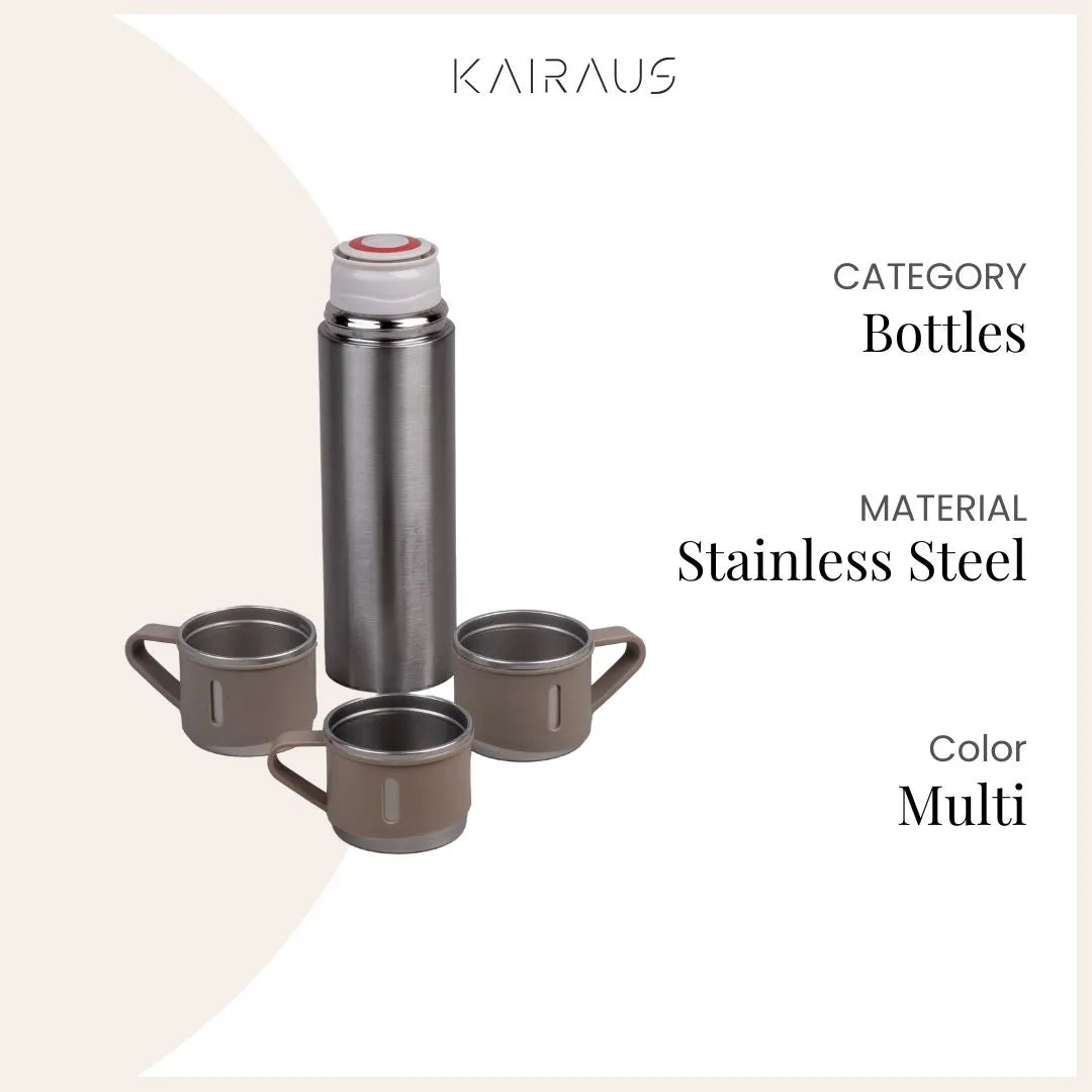 Stylish stainless steel insulated flask set with elegant finish