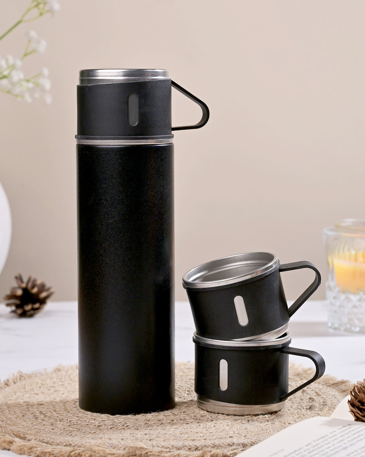 Elite stainless steel insulated vacuum flask set with premium design