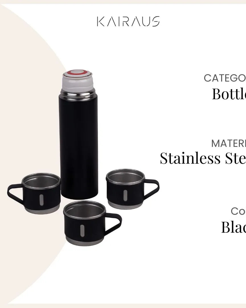 Elegant stainless steel insulated thermos flask set for home and office