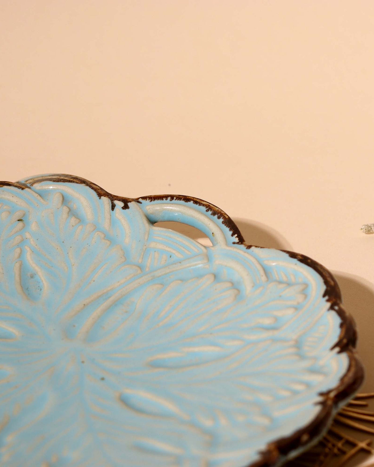 Muted blue platter for serving food and appetizers