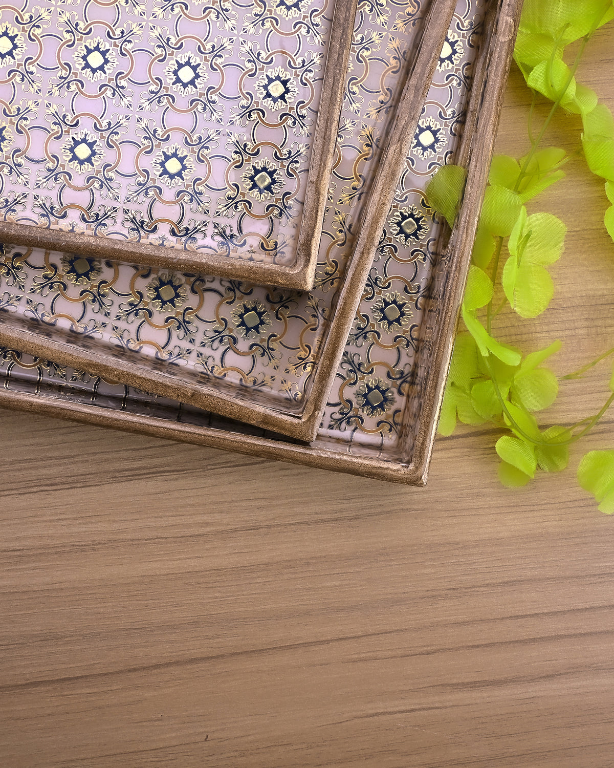 Ethnic Floral serving trays with traditional floral design