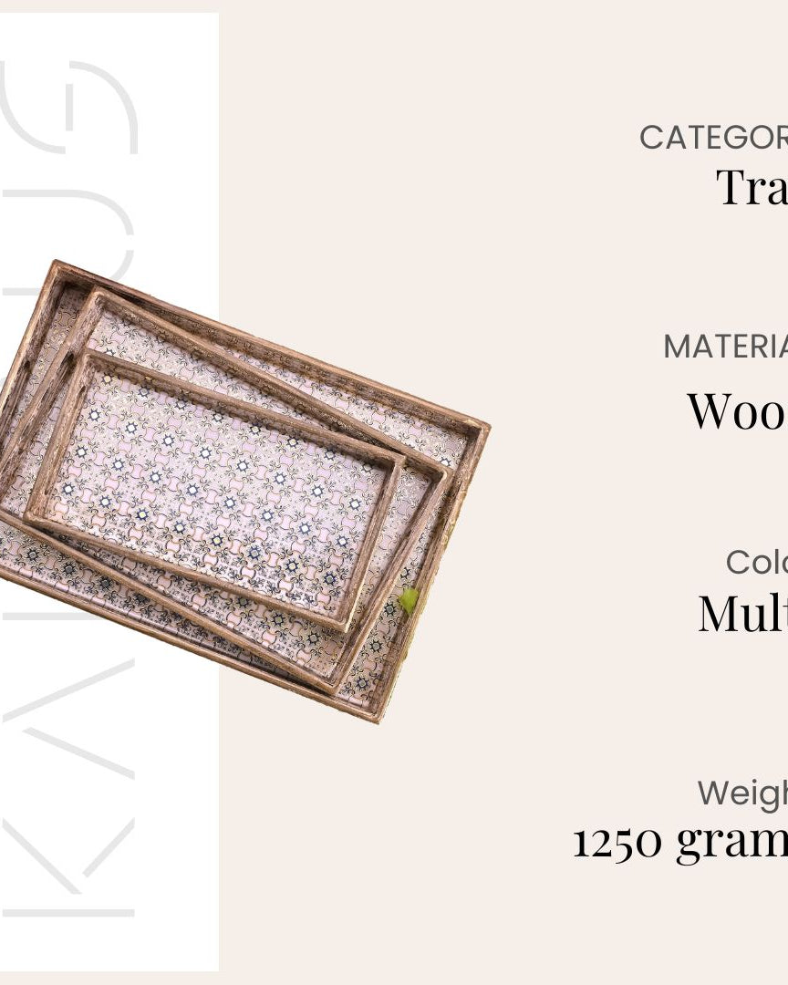 Elegant floral serving tray set for home decor