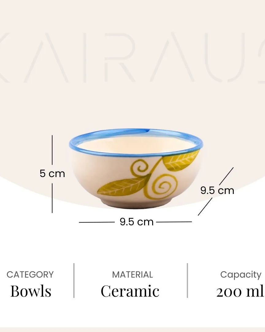 Blue toned ceramic bowls for dining table