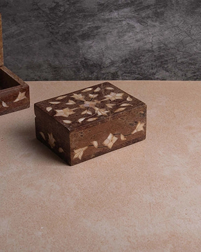 Exquisite mother of pearl inlay jewelry box with intricate detailing