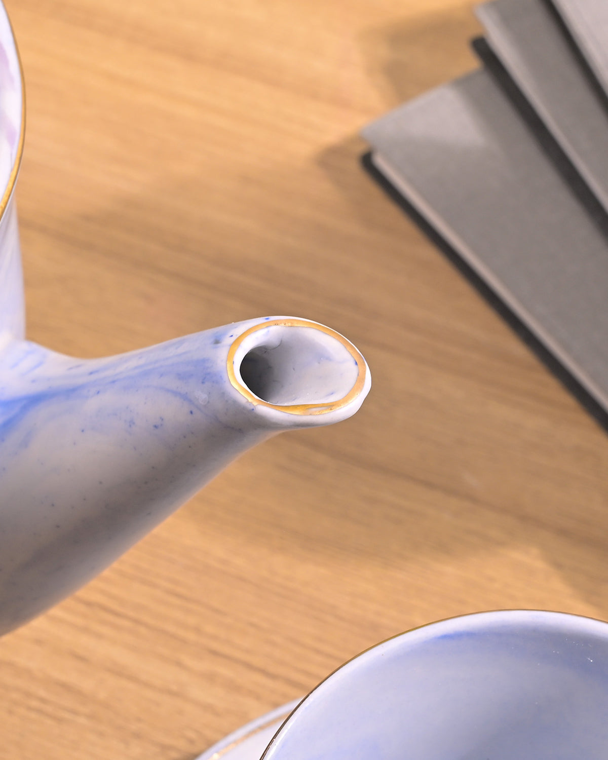 Faded sky blue teapot set