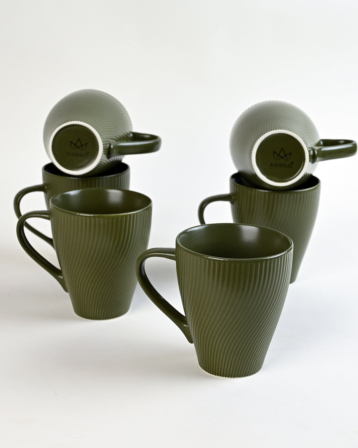 Set of 6 fern green coffee mugs