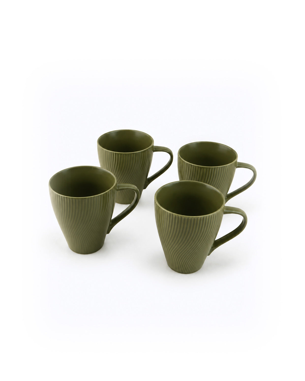 Set of four Fern Green New Bone China coffee mugs