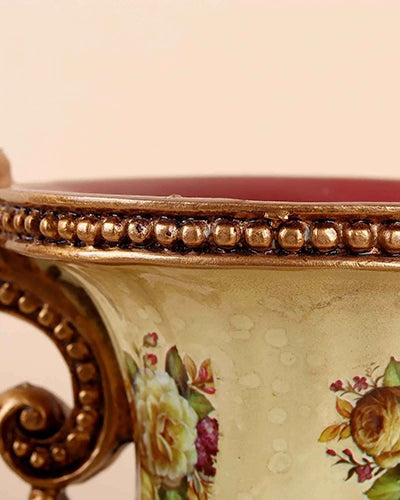 Antique-style vase with ornate floral craftsmanship