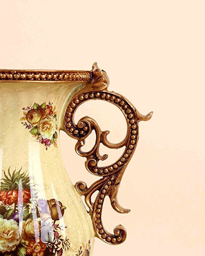 Intricately designed antique floral vase for living room decor