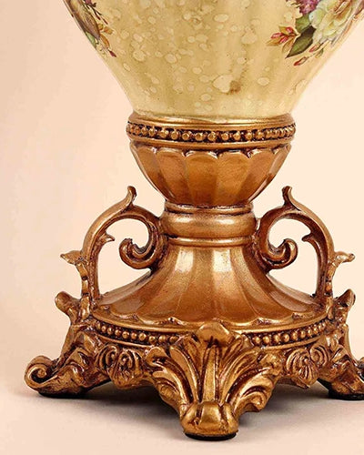 Antique vase showcasing detailed floral embellishments