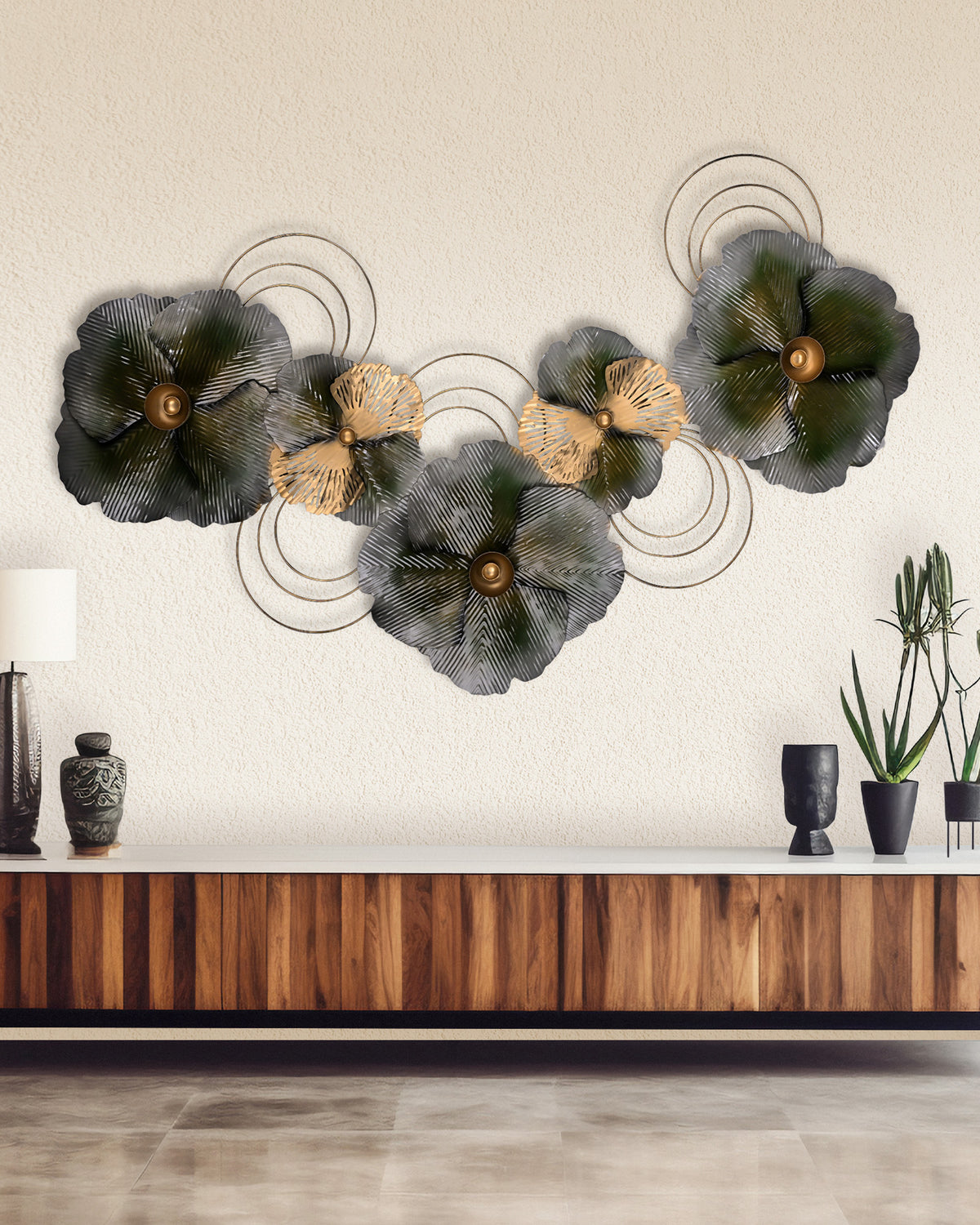 Floral Fusion metal wall art with elegant floral detailing