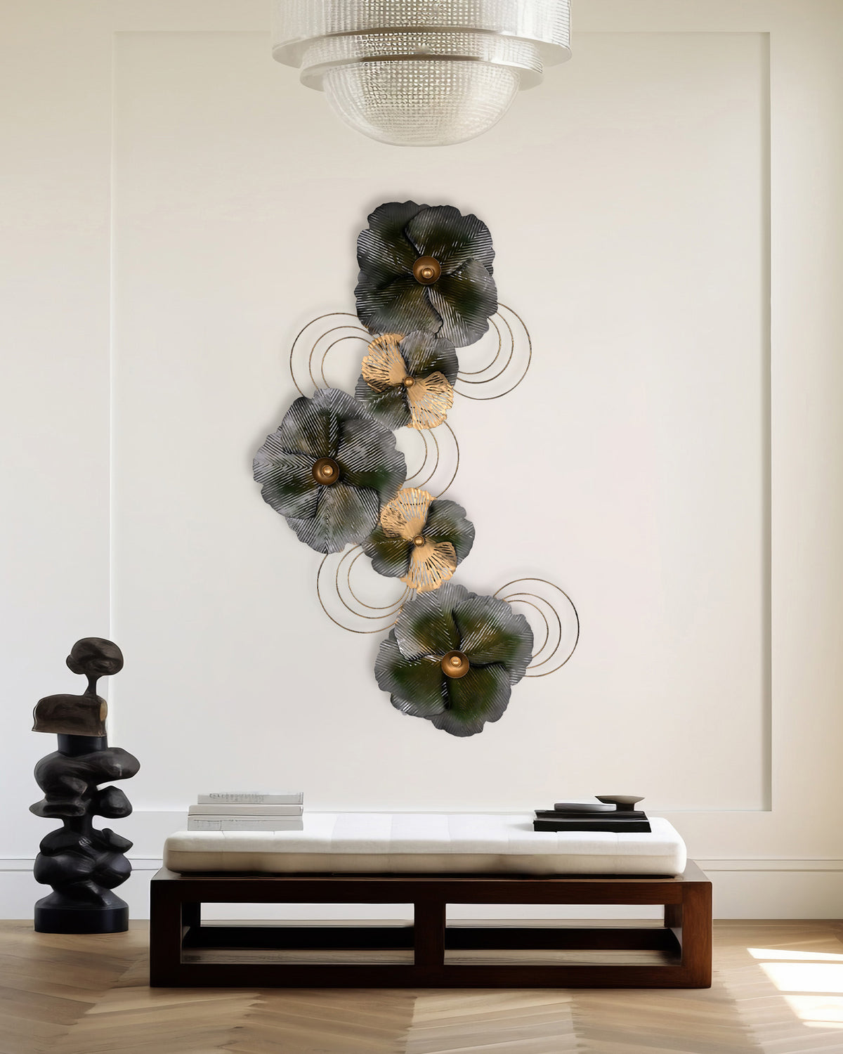 Floral-inspired metal wall art for modern interior decoration