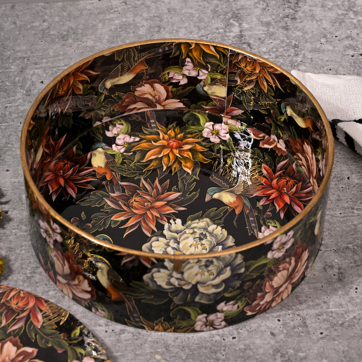 Floral wooden storage chest for bedroom organization