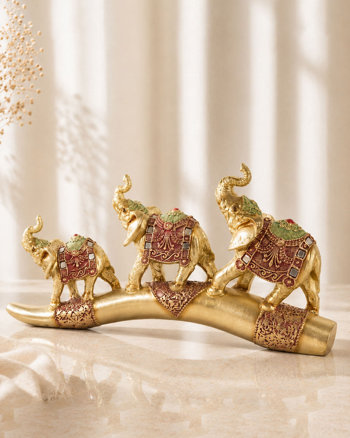 Gaj Elephants on Arc Figurine