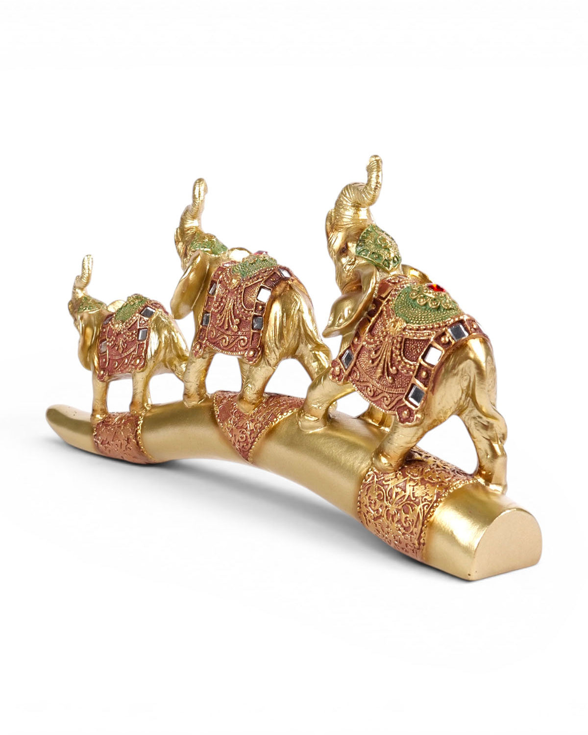 Gaj Elephants on Arc Figurine displayed as home decor