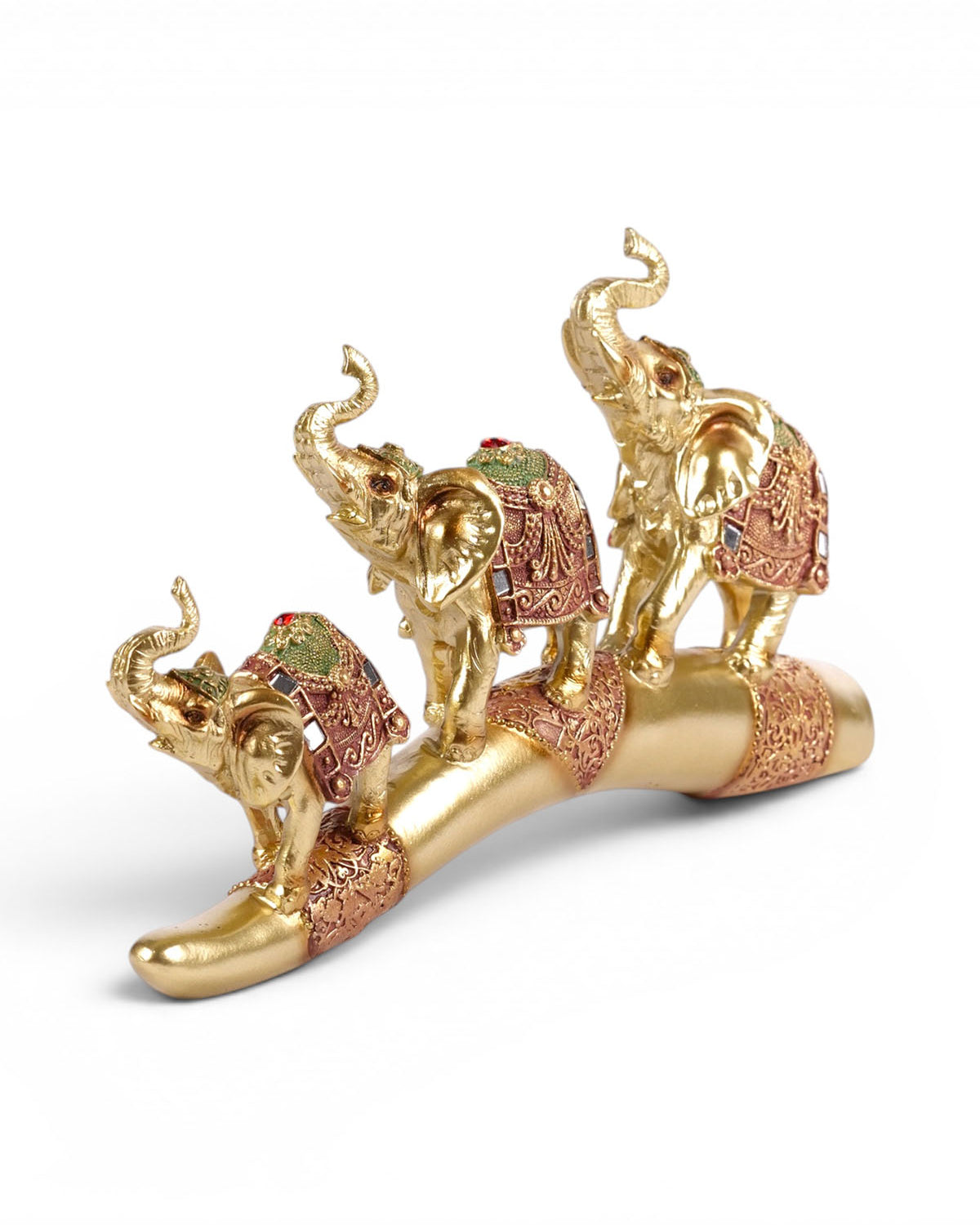 Close-up of the Gaj Elephants on Arc Figurine details