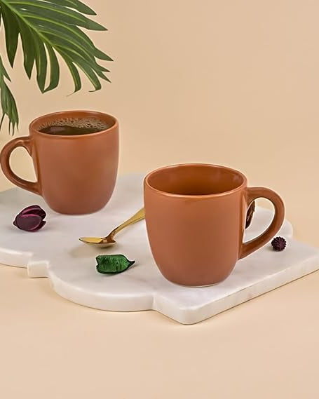 Glossy brown ceramic tea cups