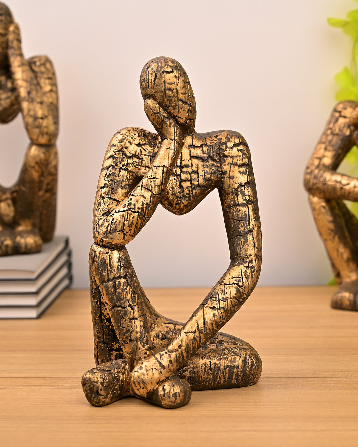 Decorative gold thinking trio sculptures for modern home decor