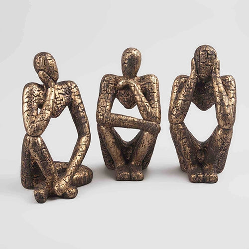 Decorative gold thinking figurines for living room styling