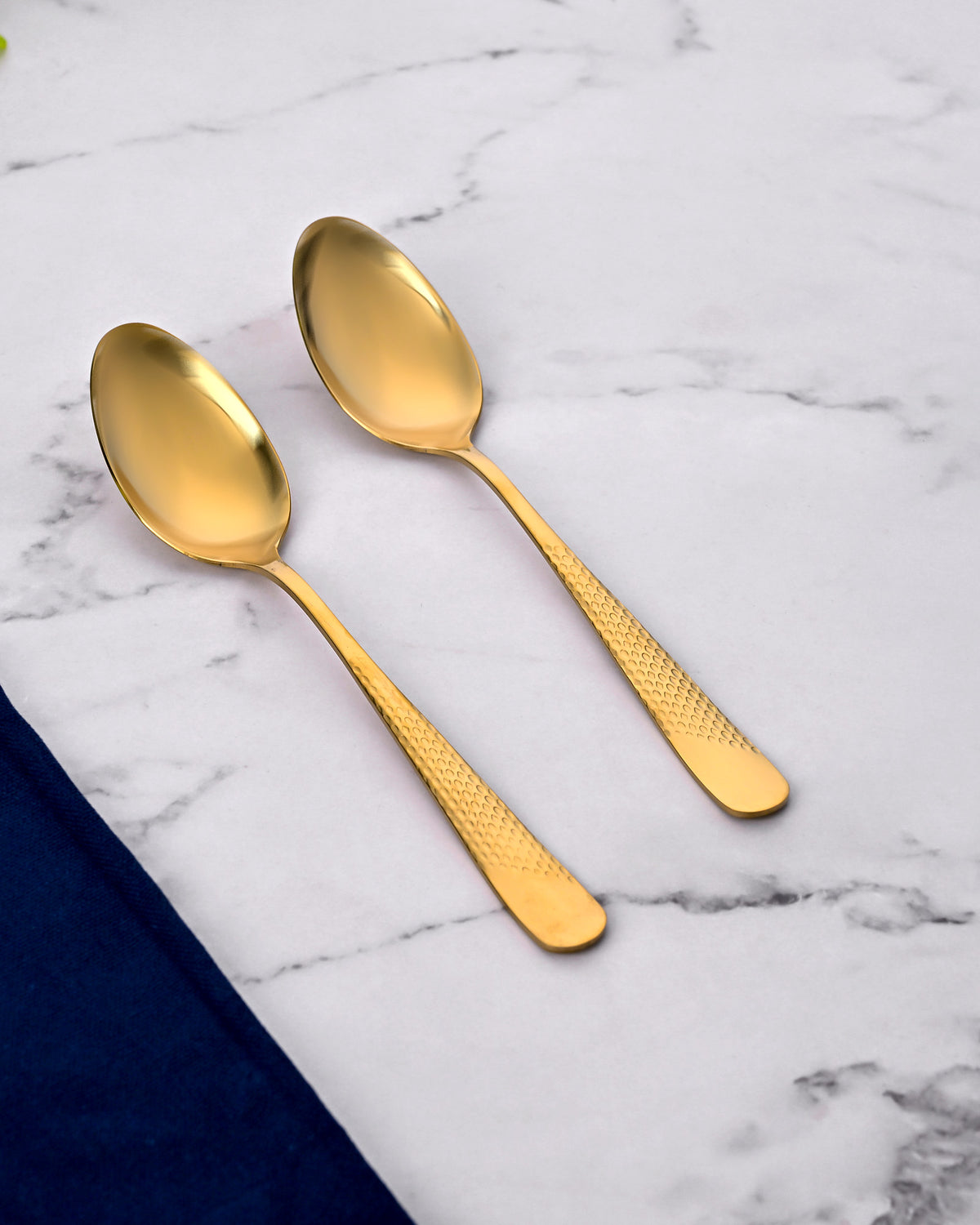 Golden Hammered Spoons Set of 2 for Everyday Dining