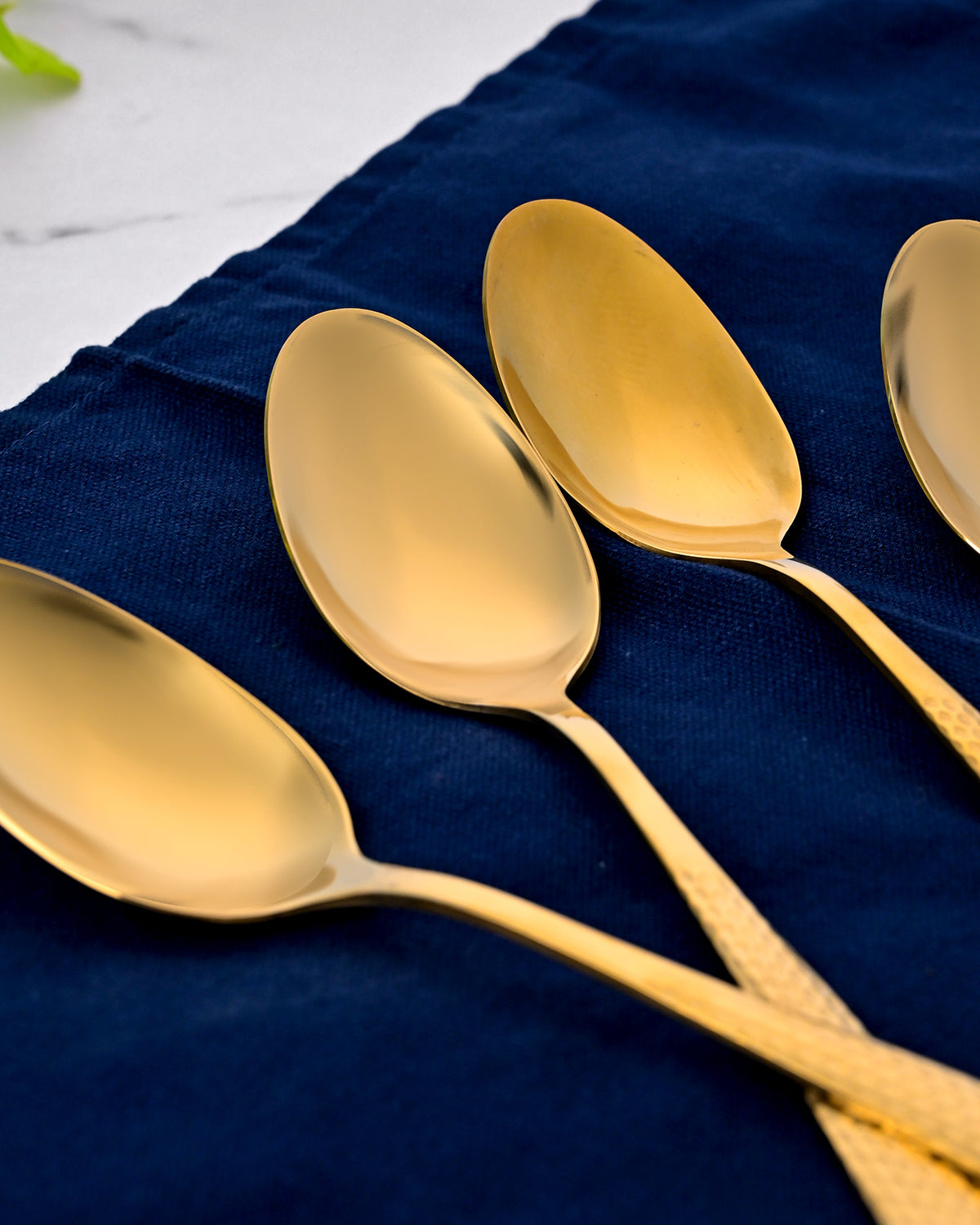 Golden Hammered Spoons Set of 4 for Stylish Dining