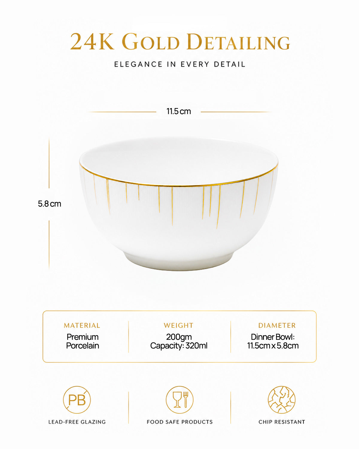 24K gold dining bowl