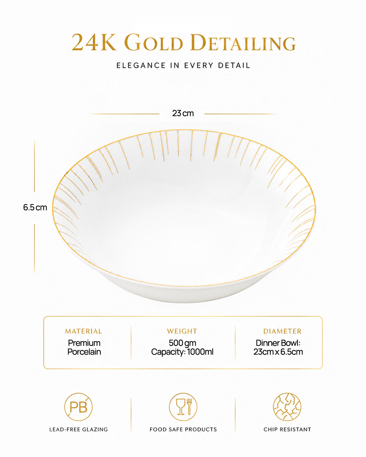 Golden Ray 24K gold serving bowl with elegant design