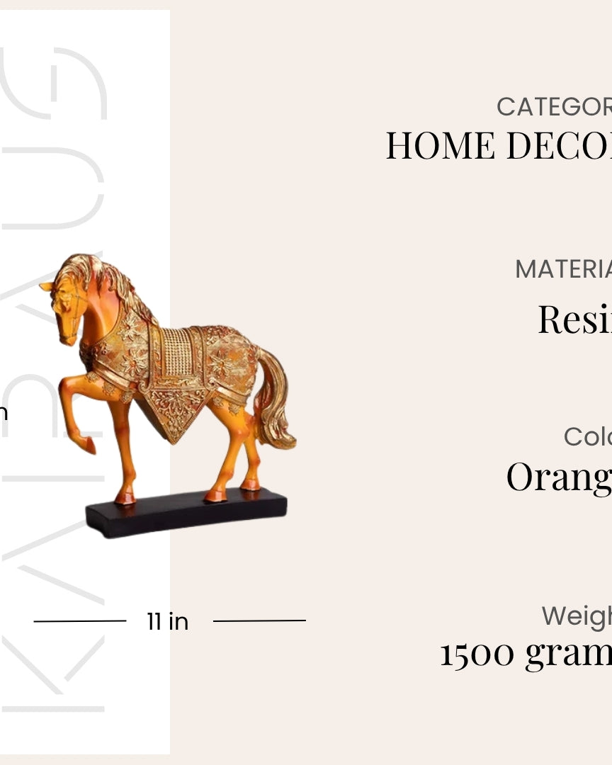Decorative golden horse duo statue with detailed craftsmanship