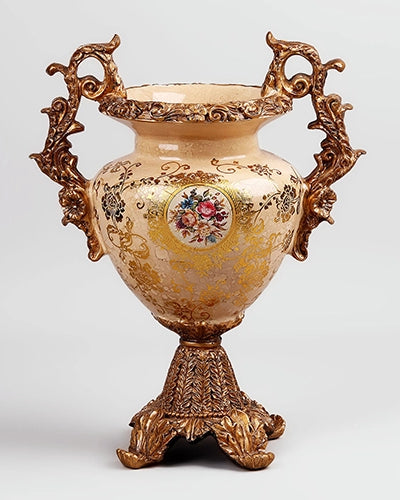 Antique-style Grand Baroque brass vase for home decor